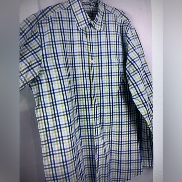 Orvis Men’s 100% Cotton Plaid Button Up Shirt Blue Green Size L - Picture 4 of 9